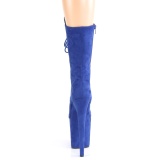 Vegan suede 20 cm FLAMINGO-1050FS kozačky na podpatku pro tanec na tyči v modré