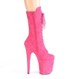 Vegan suede 20 cm FLAMINGO-1050FS kozačky na podpatku pro tanec na tyči v pink