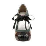 Vícebarevný 11,5 cm retro vintage BETTIE-19 dámské boty na vysokém podpatku