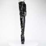 Vinylu crotch 15 cm DELIGHT-4050 Černý vysoké kozačky nad kolena