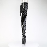 Vinylu crotch 15 cm DELIGHT-4050 Černý vysoké kozačky nad kolena