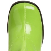 Zelené lakované kozačky blokový podpatek 7,5 cm - 70 léta hippie disco gogo - kozačky pod kolena