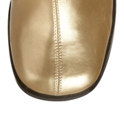 Zlaté lakované kozačky 7,5 cm GOGO-300 dámské kozačky na podpatku pro muže