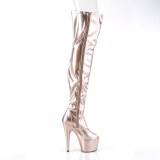 Zlato 18 cm ADORE-3011HWR Hologram platformě overknee kozačky otevřenou špičkou