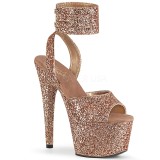 Zlato Lesk 18 cm ADORE-791LG vysoké podpatky s kotníkovými popruhy