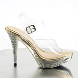 Zlato Strass 12 cm ELEGANT-408 Platformě Sandály Podpatky