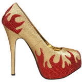 Zlato Třpytivé Kamínky 14,5 cm Burlesque TEEZE-27 dámské boty na podpatku