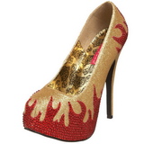 Zlato Třpytivé Kamínky 14,5 cm Burlesque TEEZE-27 dámské boty na podpatku