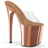 Zlato chrom 20 cm FLAMINGO-801 pantofle na podpatku a platformě