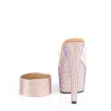 Zlato strass 18 cm BEJEWELED-712RS vysoké podpatky s kotníková manžeta