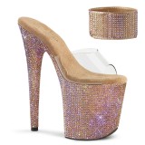 Zlato strass 20 cm BEJEWELED-812RS vysoké podpatky s kotníková manžeta