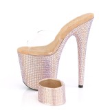 Zlato strass 20 cm BEJEWELED-812RS vysoké podpatky s kotníková manžeta