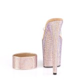 Zlato strass 20 cm BEJEWELED-812RS vysoké podpatky s kotníková manžeta