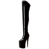 Černá Lesklý 20 cm PLEASER FLAMINGO-3000 Kozačky Nad Kolena Platformě