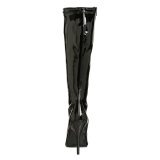 Černé lakované kozačky na vysokém jehlovém podpatku 13 cm SEDUCE-2000