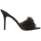 Černý 10 cm CLASSIQUE-01F pantoflicky dámské s peří marabu