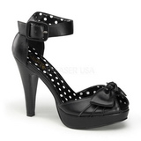 Černý 11,5 cm retro vintage BETTIE-07 dámské boty na vysokém podpatku