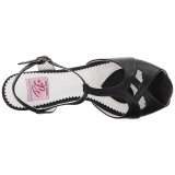 Černý 11,5 cm retro vintage BETTIE-23 Večerní Sandály s podpatkem