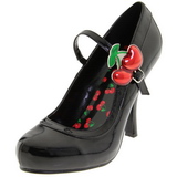 Černý 11,5 cm retro vintage CUTIEPIE-10 dámské boty na vysokém podpatku