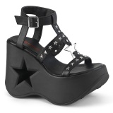 Černý 13 cm Demonia DYNAMITE-12 Platformě Klínové Sandály