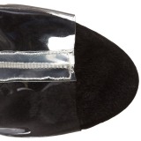 Černý 15 cm DELIGHT-1017TF Kotníkové Kozačky s třásněmi na podpatku
