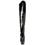 Černý 15 cm KISS-3010 Kozačky Nad Kolena Platformě