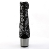 Černý 18 cm ADORE-1008SQ kotnikové kozačky s flitry na podpatku