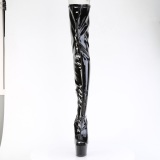 Černý 18 cm ADORE-4011 Vinylu platformě overknee kozačky crotch vysoký