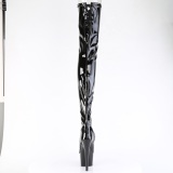 Černý 18 cm ADORE-4011 Vinylu platformě overknee kozačky crotch vysoký