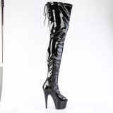 Černý 18 cm ADORE-4011 Vinylu platformě overknee kozačky crotch vysoký