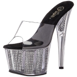 Černý 18 cm ADORE-701SRS Strass kamen platformy pantoflicky dámské