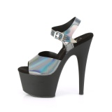 Černý 18 cm ADORE-708N-DT Hologram boty na platformě a podpatku