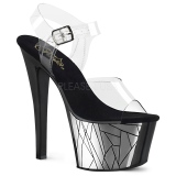 Černý 18 cm Pleaser SKY-308CP-3 Sandály na podpatku pro tanec na tyči