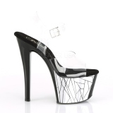 Černý 18 cm Pleaser SKY-308CP-3 Sandály na podpatku pro tanec na tyči