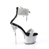 Černý 18 cm SKY-327RSI vysoké podpatky s kotníková manžeta strass