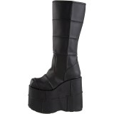 Černý 18 cm STACK-301 demonia kozačky - unisex cyberpunk boty