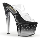 Černý 18 cm STARDUST-702T Strass kamen platformy pantoflicky dámské