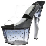 Černý 18 cm STARDUST-702T Strass kamen platformy pantoflicky dámské