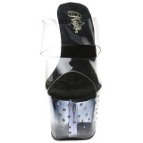 Černý 18 cm STARDUST-702T Strass kamen platformy pantoflicky dámské
