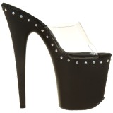 Černý 20 cm FLAMINGO-801ABLS Strass kamen platformy pantoflicky dámské