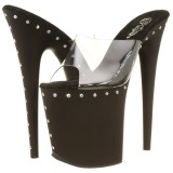 Černý 20 cm FLAMINGO-801ABLS Strass kamen platformy pantoflicky dámské