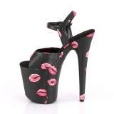 Černý 20 cm FLAMINGO-809KISSES pleaser vysoké podpatky na platformě