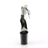 Černý 20 cm FLAMINGO-827RS cerny platformě vysoké podpatky s kotníkovými popruhy