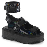 Černý 5 cm Demonia SLACKER-15B Platformě Sandály