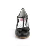 Černý 6,5 cm retro vintage WIGGLE-50 Pinup lodičky boty na tlustém podpatku