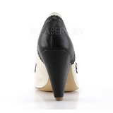 Černý 9,5 cm retro vintage POPPY-18 Pinup lodičky boty s nízkým podpatkem