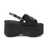 Černý 9 cm Demonia FUNN-32 Platformě Sandály