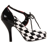 Černý Bílá 10,5 cm HARLEQUIN-03 dámské boty na vysokém podpatku