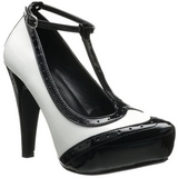 Černý Bílá 11,5 cm retro vintage BETTIE-22 dámské boty na vysokém podpatku
