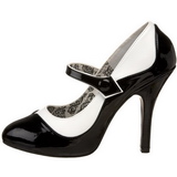 Černý Bílá 11,5 cm rockabilly TEMPT-07 dámské boty na vysokém podpatku